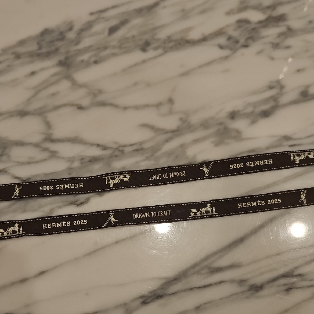 Long Piece of Authentic Hermes • Paris Gift Wrap Brown Ribbon 60"
